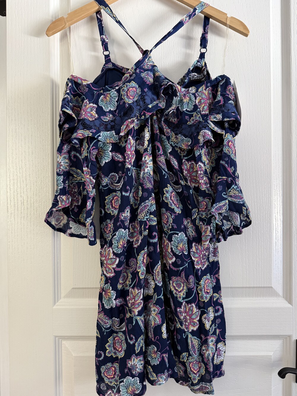 Trixxi Girl Floral Print Cold Shoulder Dress